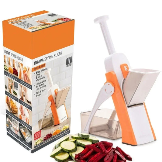 Brava Spring Vegetable Slicer Chopper | Manual Mandoline Cutter