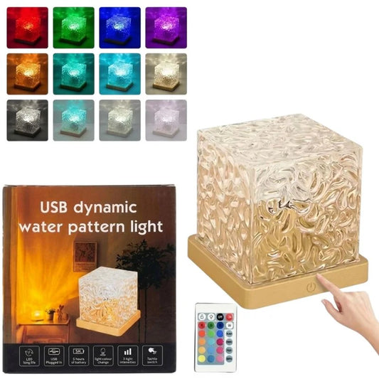 16 Colors Crystal Cube Ambient Light | RGB Water Ripple Lamp Projector with Remote Control
