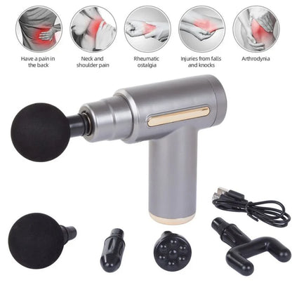Deep Tissue Muscle Massage Gun | Fascia Relaxation Massage Gun with 6 Speed Levels & 4 Massage Heads