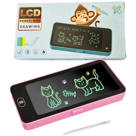 LCD Drawing Pen Case for Kids | Writing Tablet Pencil Box with Screen Lock