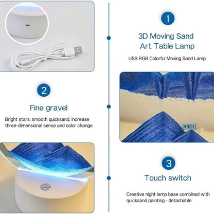 3D Moving Sand Art LED Lamp | Flowing Sandscape Painting Display