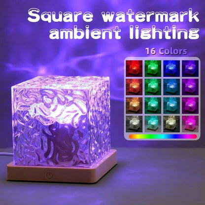 16 Colors Crystal Cube Ambient Light | RGB Water Ripple Lamp Projector with Remote Control