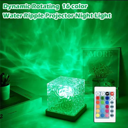 16 Colors Crystal Cube Ambient Light | RGB Water Ripple Lamp Projector with Remote Control