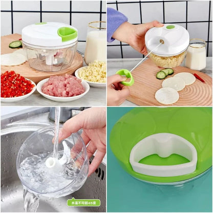Manual Mini Hand Pull Food Chopper | Spin Cutter Vegetable & Fruit Chopper