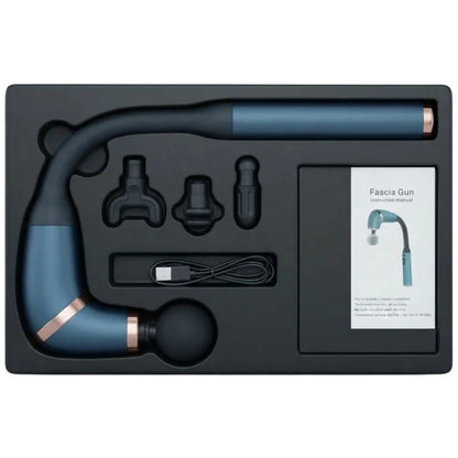 Long Handle Fascial Gun Massager | Model: BLD-339 | Rechargeable Massage Gun with 4 Interchangeable Heads