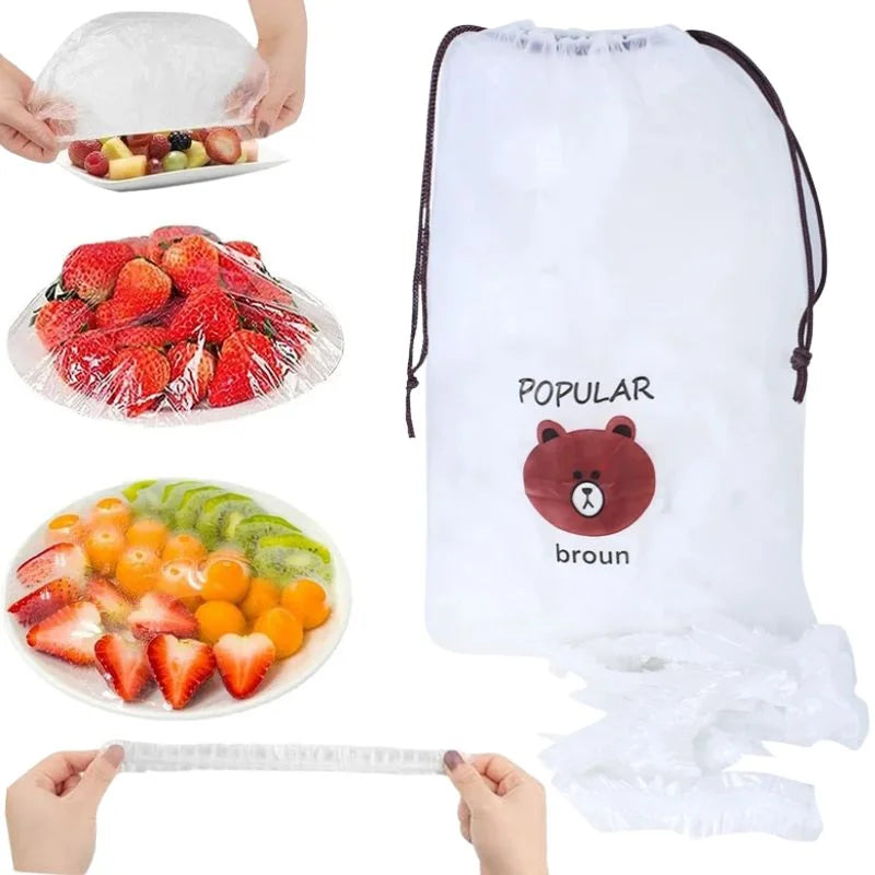 Disposable & Reusable Elastic Food Covers| 100Pcs
