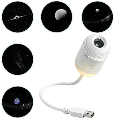 2-in-1 USB Galaxy Star Projector Night Light | 6 Projection Lenses