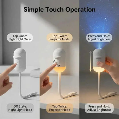 2-in-1 USB Galaxy Star Projector Night Light | 6 Projection Lenses