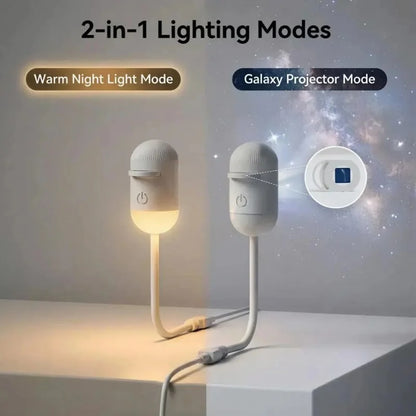 2-in-1 USB Galaxy Star Projector Night Light | 6 Projection Lenses