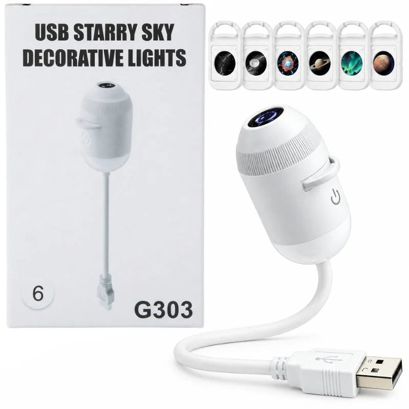 2-in-1 USB Galaxy Star Projector Night Light | 6 Projection Lenses