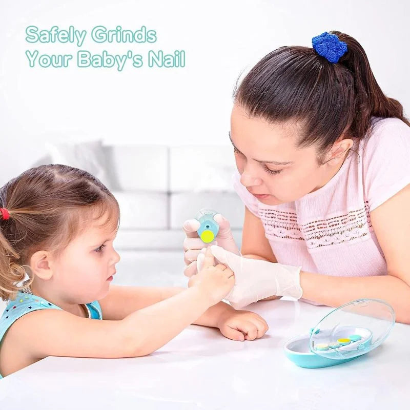 Premium 6-in-1 Electric Baby Nail Trimmer Set | Safe Infant Nail Filer & Manicure Pedicure Kit with LED Light