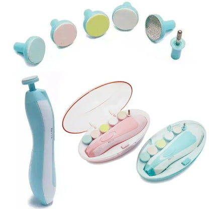Premium 6-in-1 Electric Baby Nail Trimmer Set | Safe Infant Nail Filer & Manicure Pedicure Kit with LED Light
