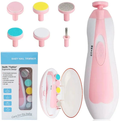 Premium 6-in-1 Electric Baby Nail Trimmer Set | Safe Infant Nail Filer & Manicure Pedicure Kit with LED Light